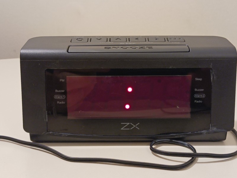 ZX Digital Alarm Clock AM/FM Radio Model #828638 Vintage Electronic Timepiece gallery