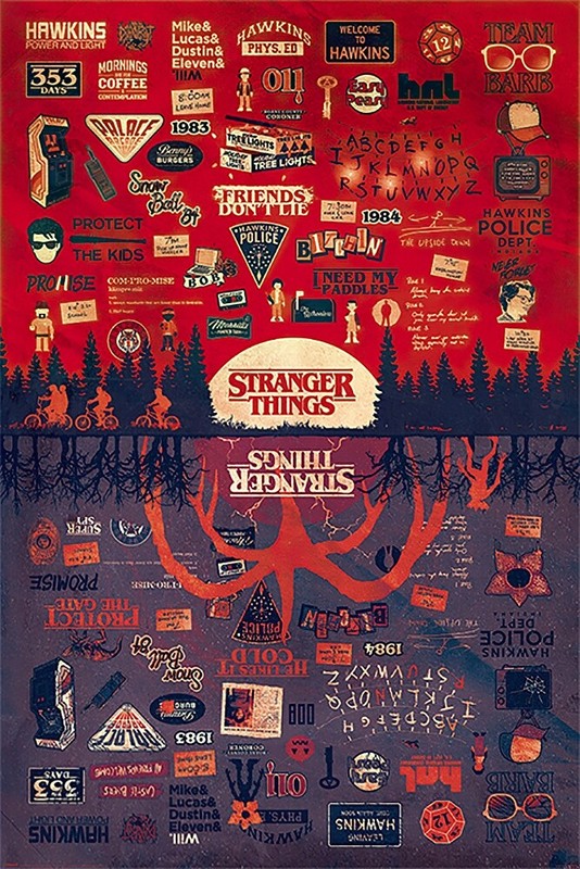 Stranger Things – TV Show Poster / Print (The Upside Down – Infographic)