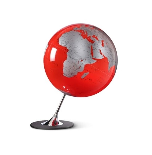 Atmosphere Anglo Red Globe Red ocean and Silver Metallic Map 14.2″ Polystyrene