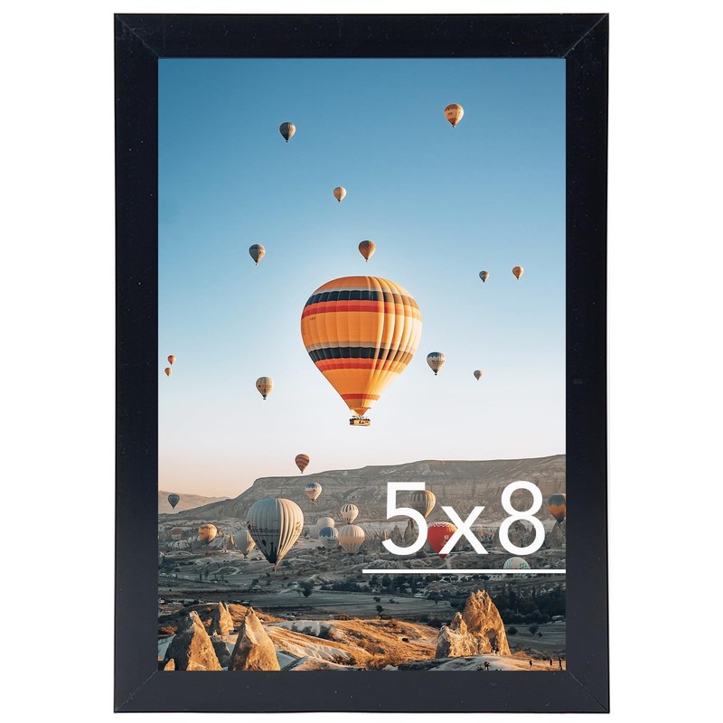 5×8 Black Picture Frame Wall or Tabletop w/ Shatter Resistant Plexiglass