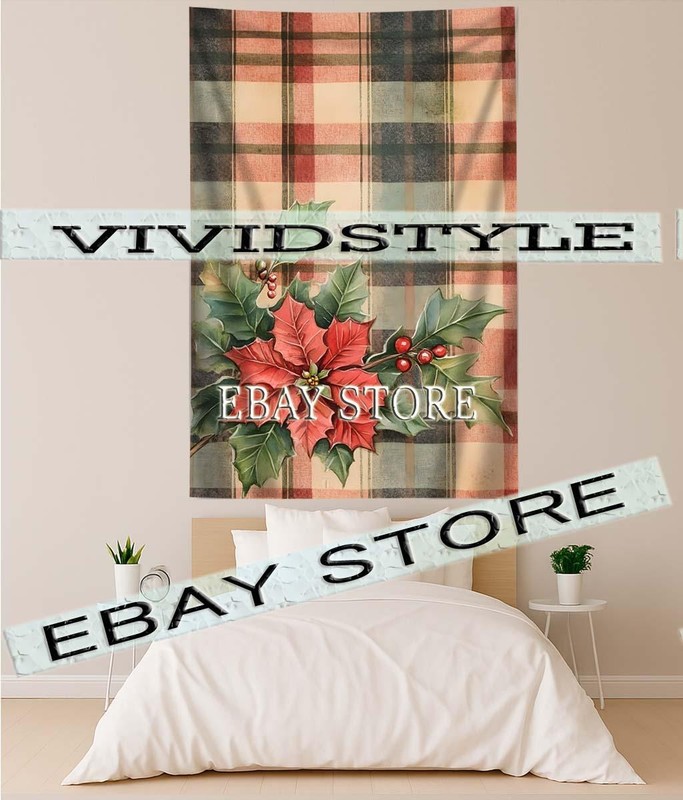 tapestry festive floral decor plaid christmas art 59X82 in gallery