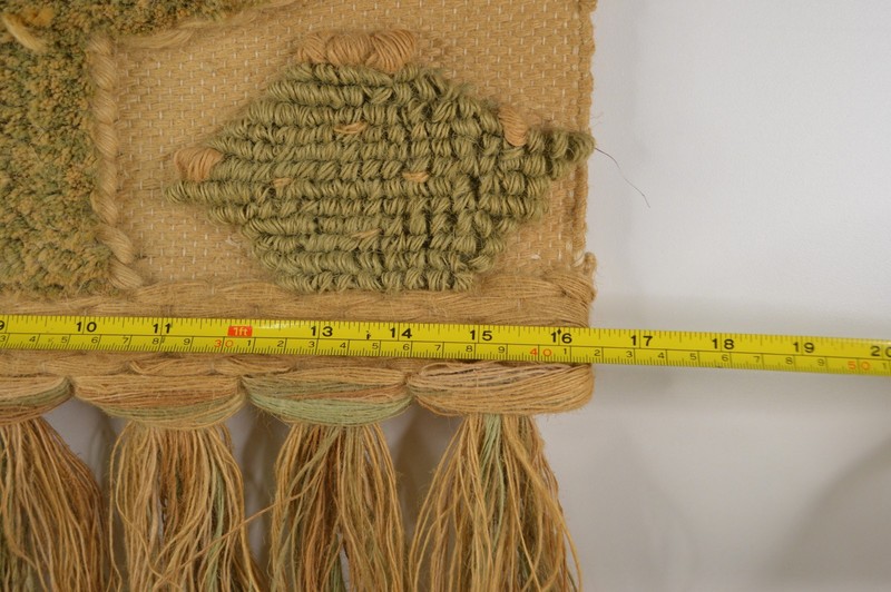1988 ICA Wall Hanging Southwest Woven Jute Textured Cactus Tapestry 16x26" gallery