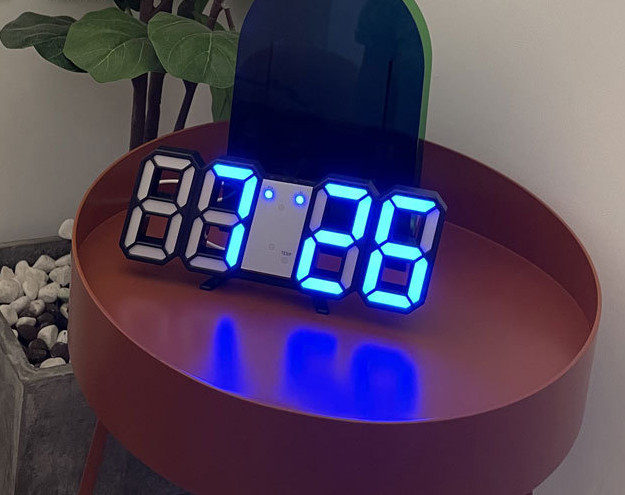 3D LED Clock Digital Wall Desk Alarm 9.7″ Brightness Adjustable Gift Present
