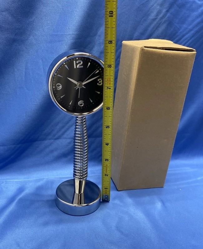 Industrial Coil Spring Desk Alarm Clock Chrome Gear Style Steampunk Office gallery