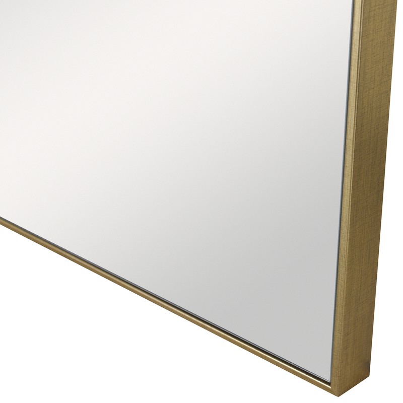 Elegant Gold Brass Square Wall Mirror 28in Metal Thin Frame Sleek Vanity Classic gallery