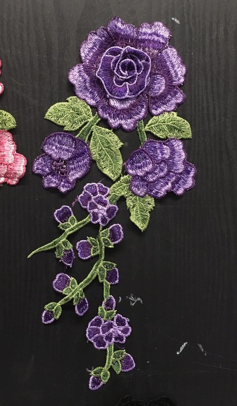 ROSES Long Stem Rose Rosebuds Flowers Plant Embroidered Sew-On Patches 12” Lot gallery
