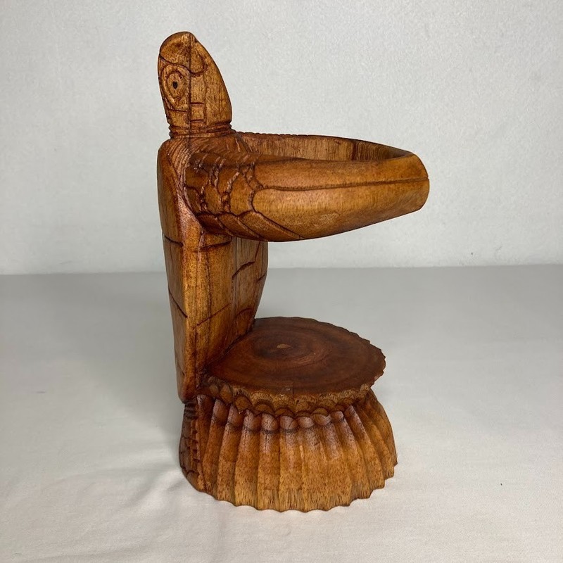 Sea Turtle wine bottle holder Stand 10″ t Hand Carved Decor Nautical Coastal