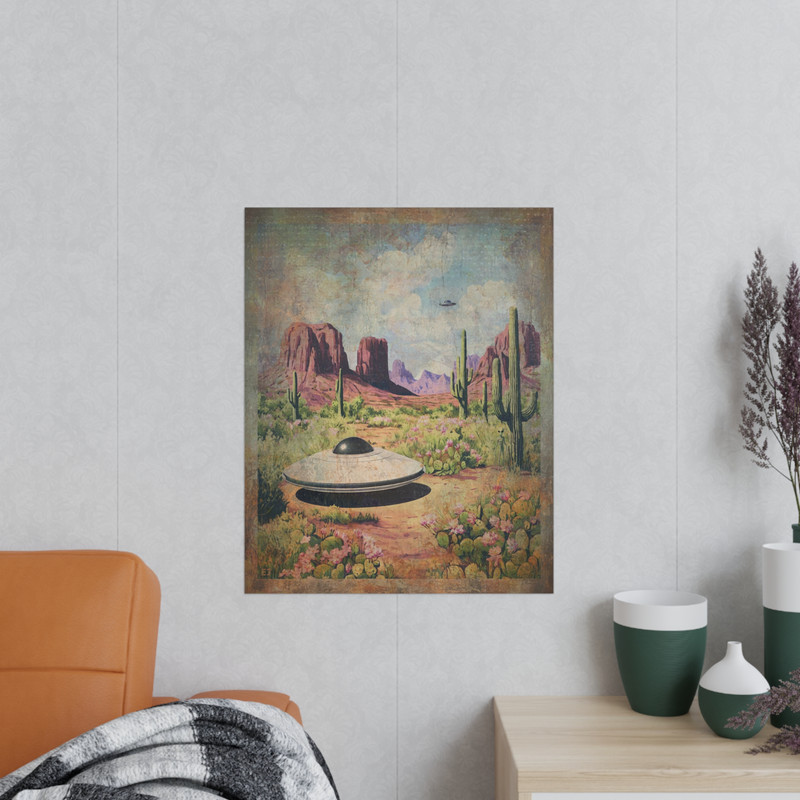 UFO Cactus Flower Wall Art, Alien Western Botanical Poster, Cryptid Floral Decor gallery