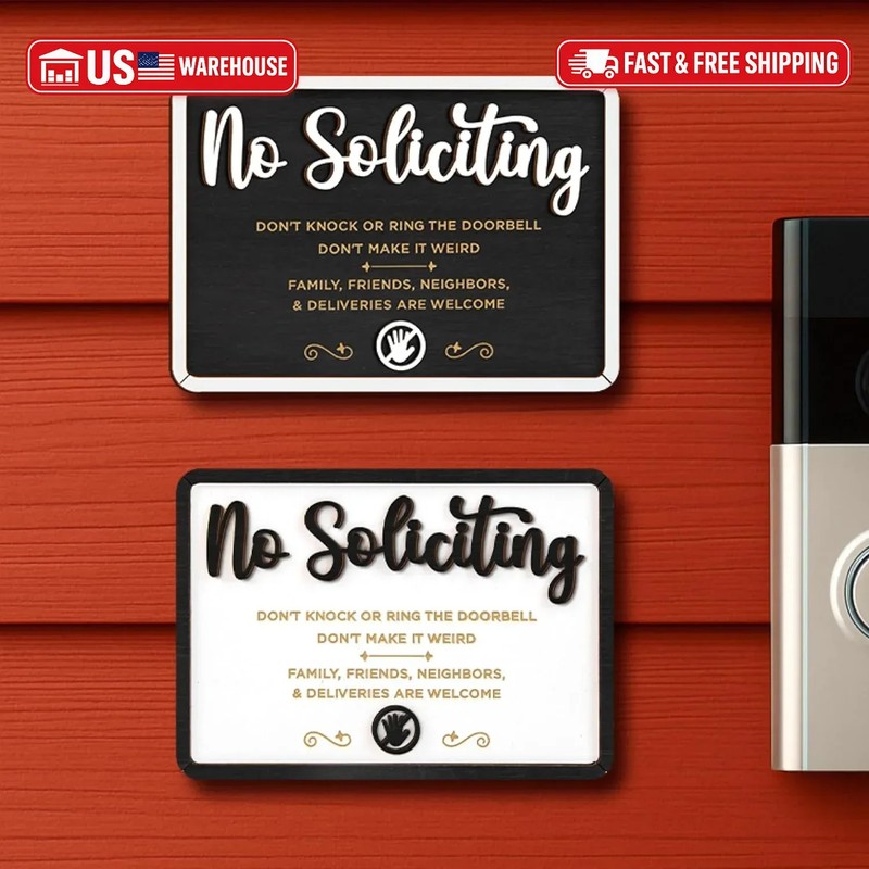 Woodamore Funny No Soliciting Sign For House Door – Small No Soliciting Sign For