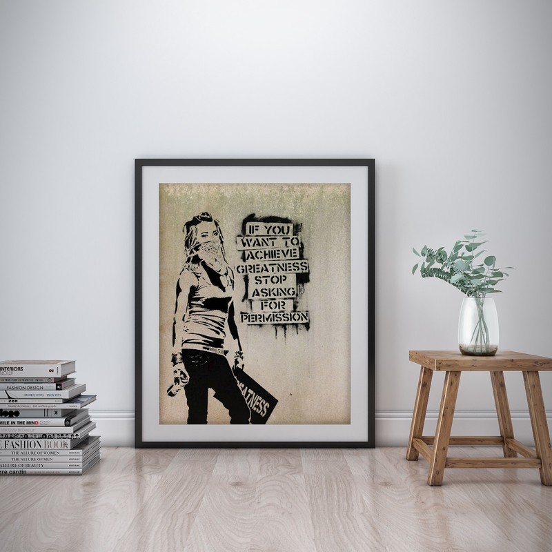 Permission Inspirational Wall Art Print Motivational Quote Poster Decor Gift
