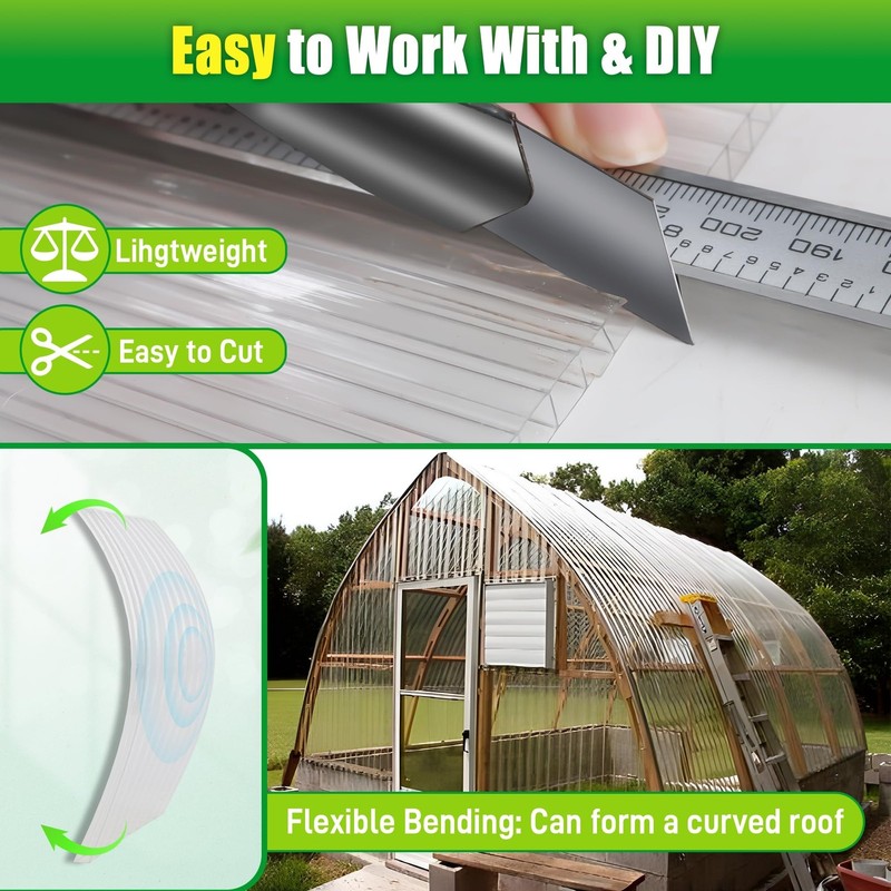 8 Pack Polycarbonate Greenhouse Panels, 8' x 4' x 0.24'' Twin-Wall Polycarbon... gallery