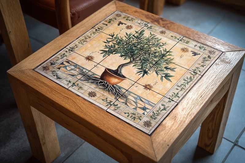 Olive Tree of Life Ceramic Tile Mural Symbolic Mediterranean Wall Art Panel gallery