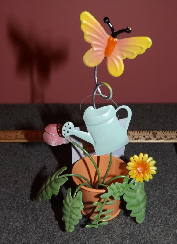 Crafts – Lot 5 Mini Metal Watering Can – Floral Picture Holder Clip – GIFTS NEW!