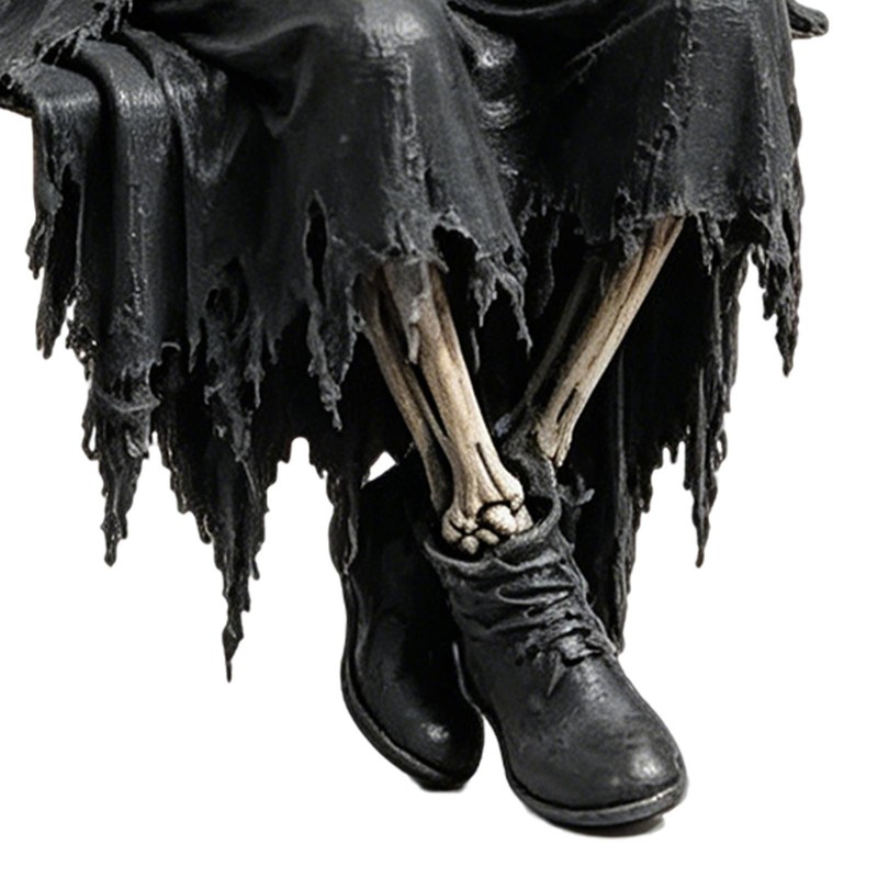 Gothic Dark Fantasy Figure, Reading Death Gothic Skeleton Demon Hooded Figurine gallery