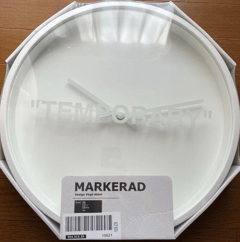 Virgil Abloh IKEA MARKERAD TEMPORARY Wall Clock OFF-WHITE White Round