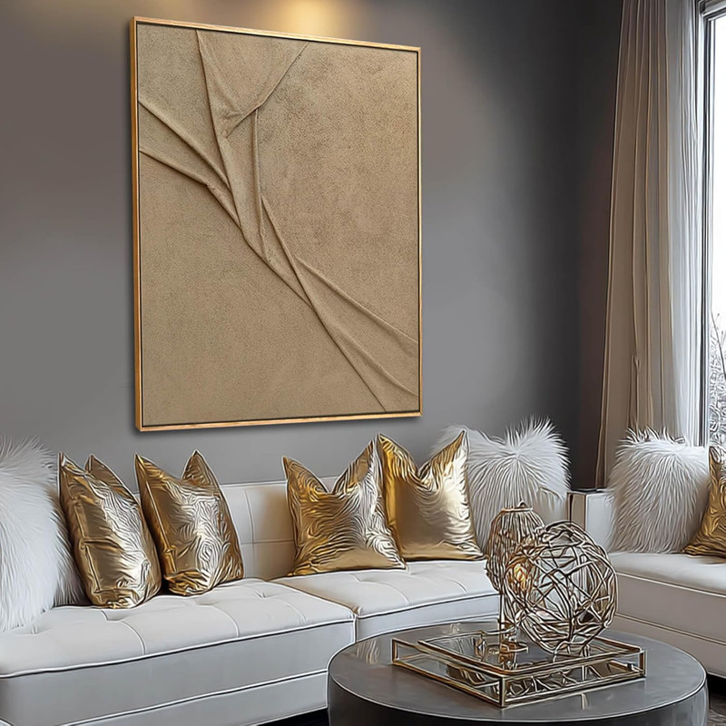 Large Framed Brown Abstract Canvas Art 36x48 for Modern Home Decor gallery