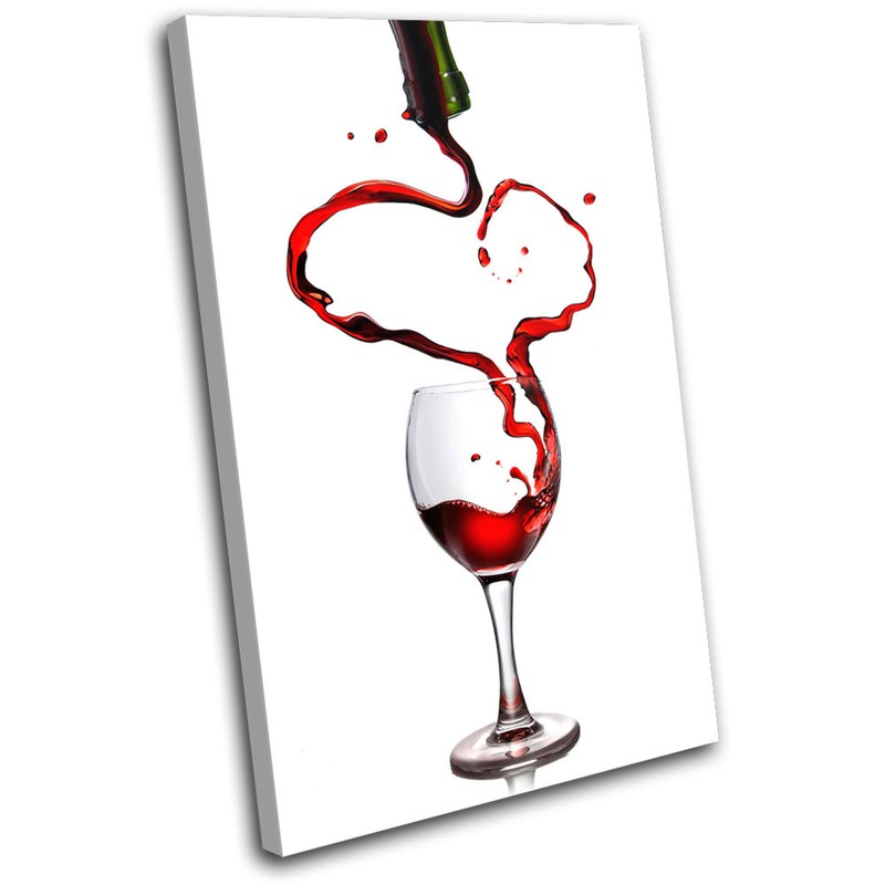Wine Glass Pouring Food Kitchen SINGLE CANVAS WALL ART Picture Print VA