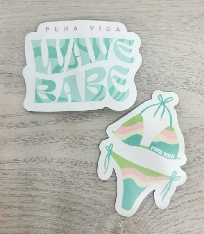 3″ PURA VIDA bikini wave babe STICKERS summer swim teal pink beach swimsuit