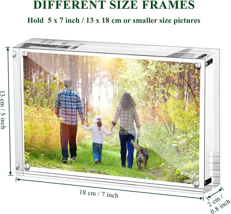 5X7 Inches Acrylic Picture Frame, Double Sided Clear Frameless Photo Frames with gallery