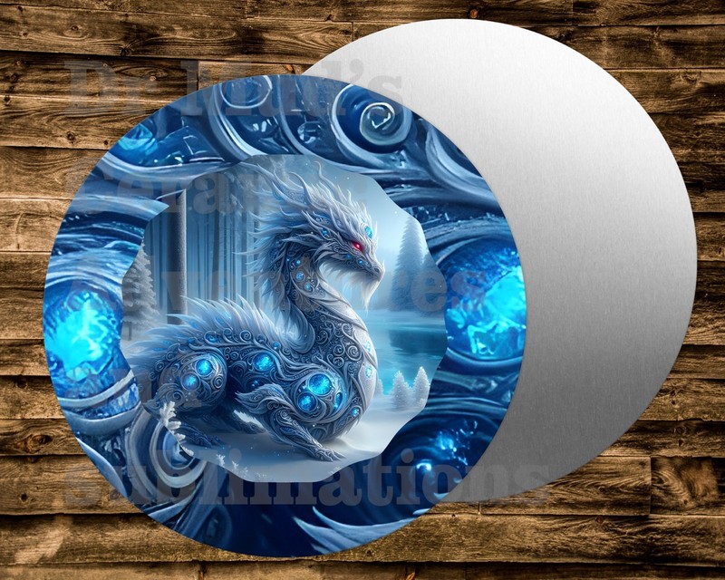 BLUE DRAGON Metal Round Sign for Wreath, Crafts, doll houses, model railroads