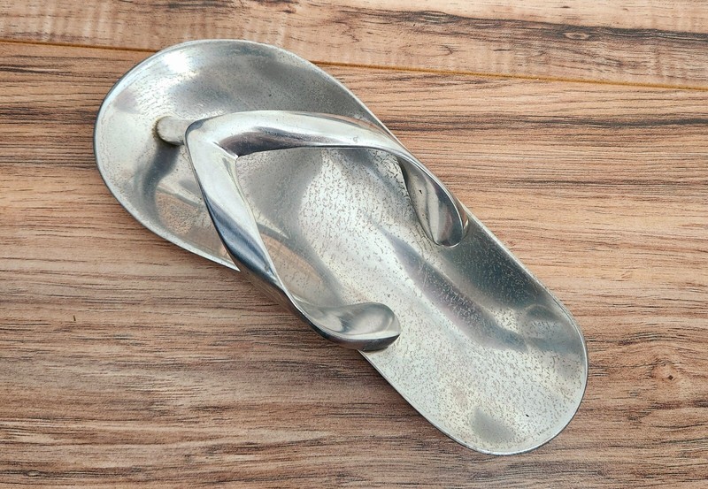 Aluminum Flip Flop Thong Sandal Trinket Tray Candy Dish Ashtray Beach Beachy