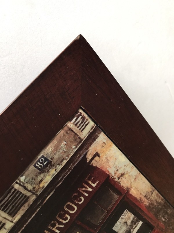 Jennifer Garant Fat French Chef Ceramic Tile Wall Wine Bread Wood Frame Italian gallery