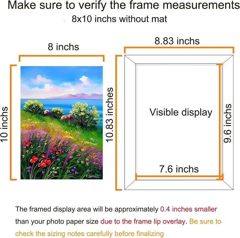 8X10 Picture Frame Black Set of 6, Display Pictures 5X7 with Mat or 8X1 gallery