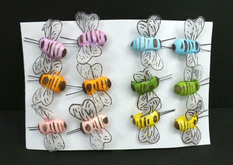 Lot of 24 Nylon Bumble Bee Decoration Twist Tie Party Wedding Garden Art Crafts