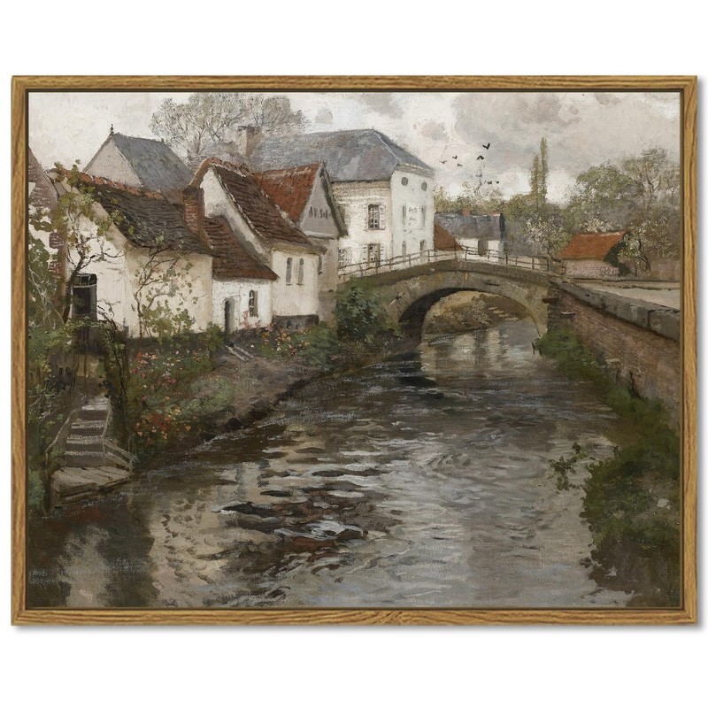 Vintage Town Framed Canvas Wall Art French Classic Wall Prints Modern Farmhou…