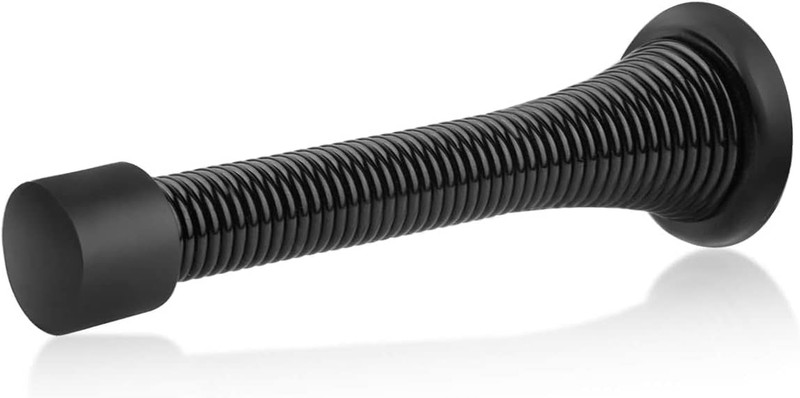 12 Pack Black Spring Door Stops,3-1/8″ Heavy Duty – Flexible Door Stopper with L
