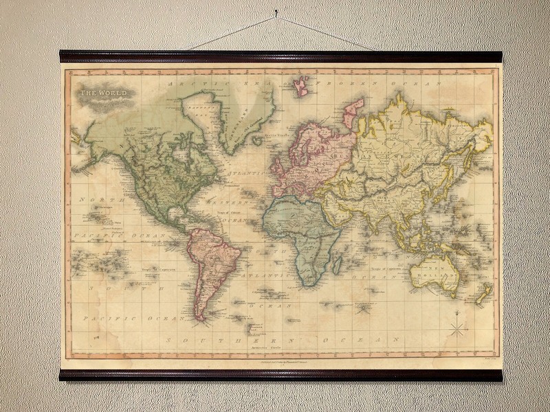 Old world map wall art print on canvas or paper historical vintage decor 1819