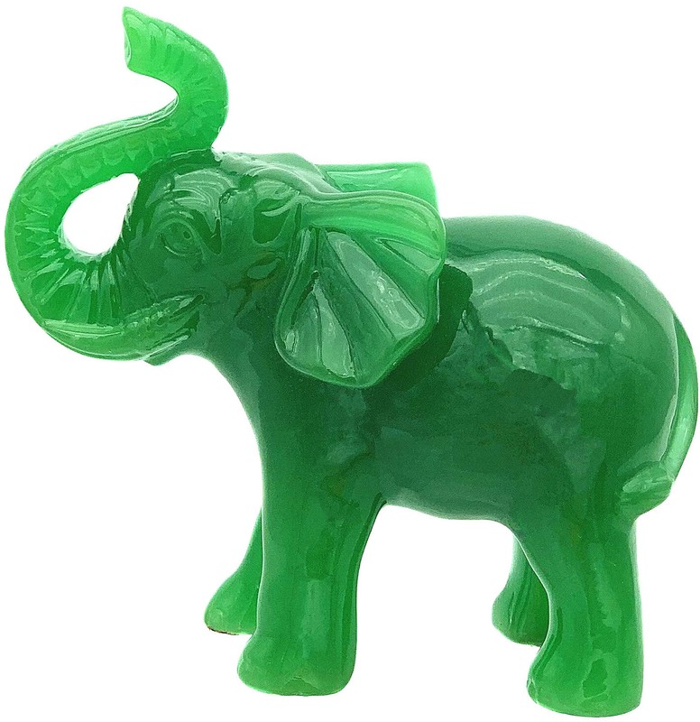 Jade Green Feng Shui Wealth Lucky Elephant Statues Figurine Home Decor Gift