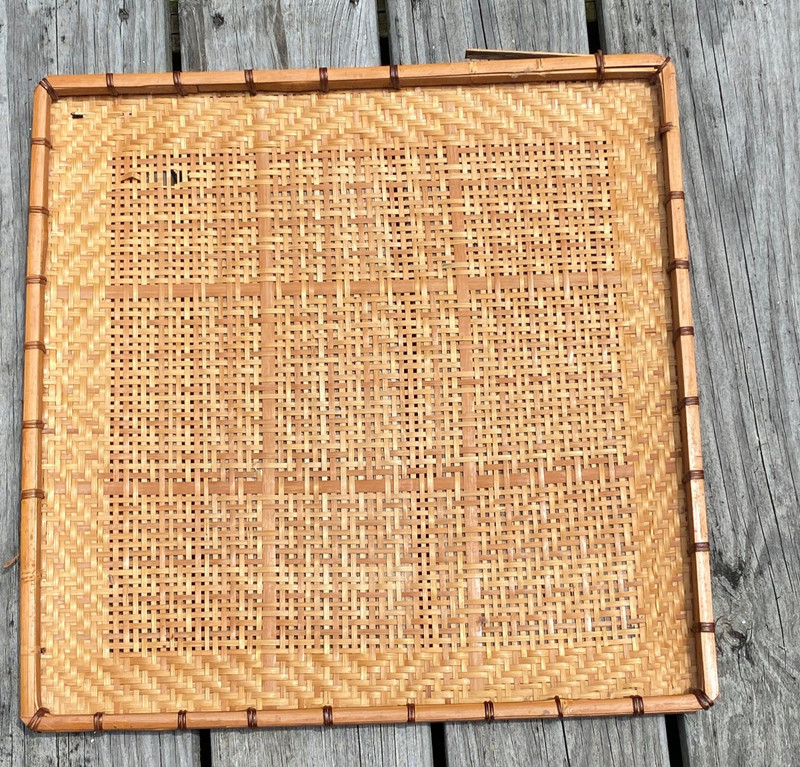 VINTAGE Square Wicker Rattan Basket Tray Wall Hanging Bamboo Nesting Set of 2 gallery