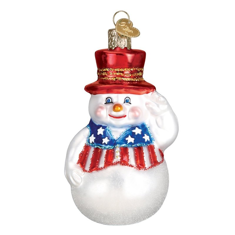 Old World Christmas Snowman Glass Ornaments for Christmas Tree, Patriotic