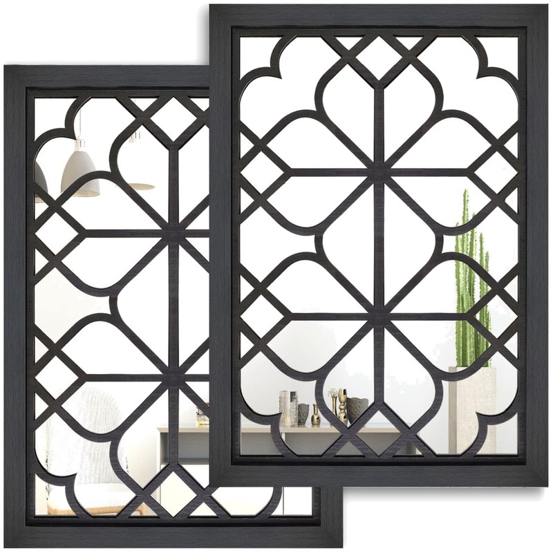Stylish Rustic Black Wall Mirrors for Bedroom & Living Room – 11×15 (2 Pack)