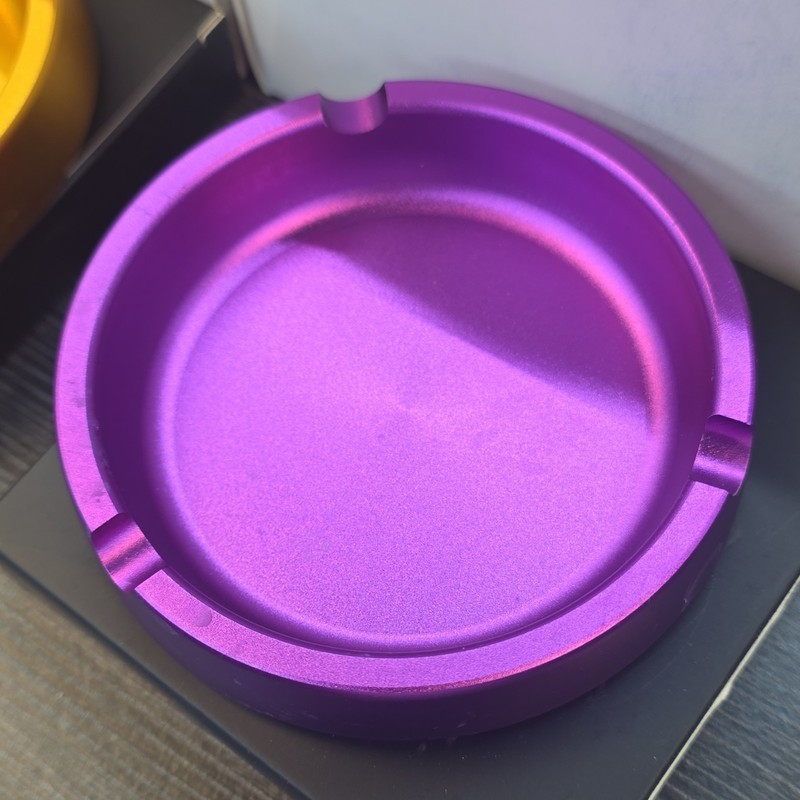 Purple Round Metal Ashtray with Matte Finish, Round Shape, Metal Material gallery