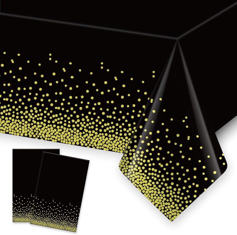 Black and Gold Plastic Tablecloth Graduation Tablecloth Graduation Decorations