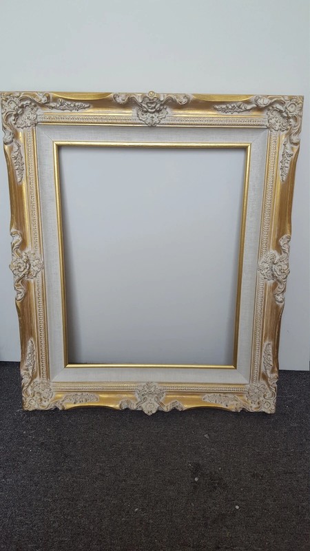 Wooden Gallery Frame 16×20”—4” inches Wide Ornate Gold and white finishing