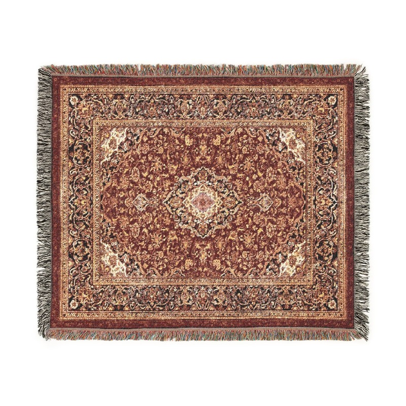 The Dude’s Rug-Inspired Woven Throw Blanket – Persian Style Vintage Fringe Decor