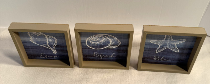 Refresh Escape Relax - 3 Small 4"x4" Ocean Wall Decorative Art - Beach Theme gallery