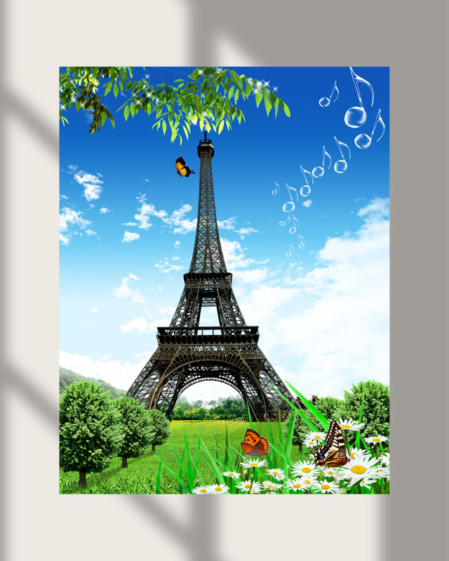 Frutiger Aero Paris Spring Nature Home Decor Wall Poster Photo Print