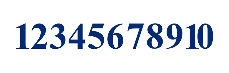1-10 Numbers Reflective Blue Sticker Vinyl Decals 1″ – 10″ Set Of 10 (V652-R)