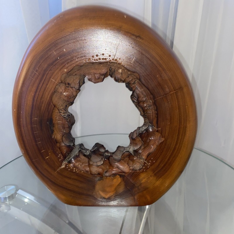 Wood Sculpture Live Edge Circle Sculpture Abstract Sculpture Vintage MCM gallery