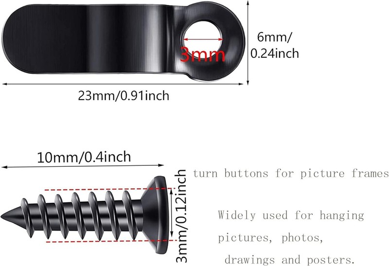 Picture Frame Turn Button Fastener Metal Bow Shape Backing Clip with Screws 100p gallery