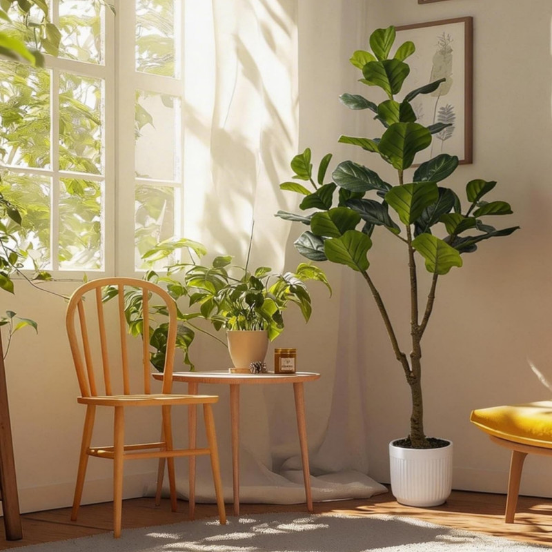 2Pcs 5Ft Artificial Fiddle Leaf Fig Tree Realistic Adjustable Branches Planter gallery