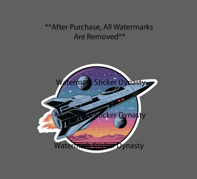 Spaceship Sticker Waterproof Decal Rocket Space Planet Stars Sci Fi Gift NEW