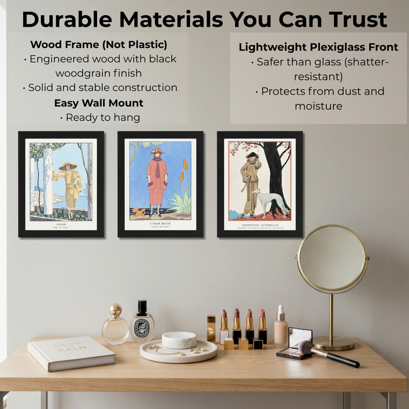 Coastal Wall Art Set of 3 Framed 8x10 Vintage Fashion French Poster Decor Barbie gallery