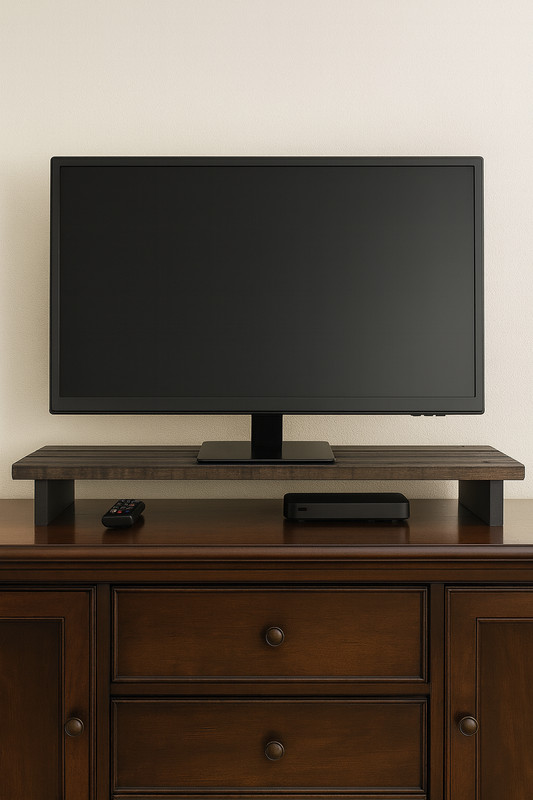 Extra Wide Rustic Wooden Monitor Stand – 40" Desk Riser for Computer, TV & Offic gallery