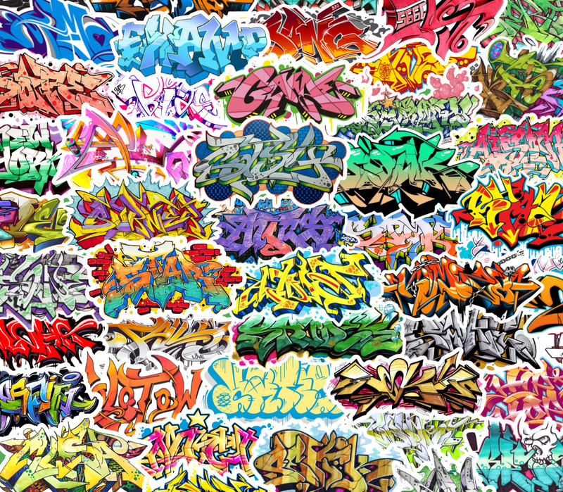 25/50 Graffiti Art Sticker Pack – Waterproof Vinyl – Hip-Hop B-Boy Rap 80’s