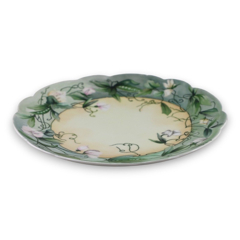 T&V Limoges Hand Painted Sweet Pea 12 1/2" Cabinet Plate Antique c1900 gallery